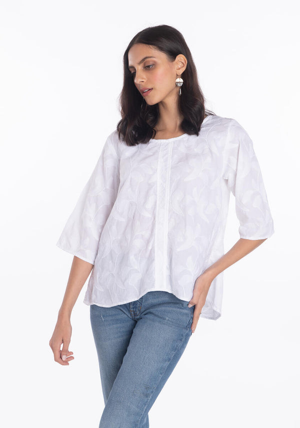 Embroidered Rusch Back Top