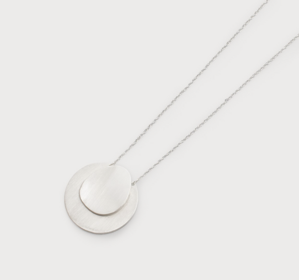 Double Circle Silver Necklace