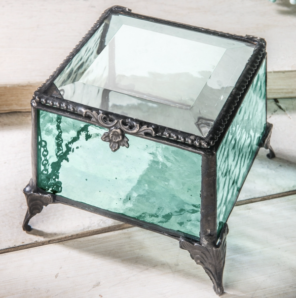 Turquoise Glass Decorative Jewelry Box