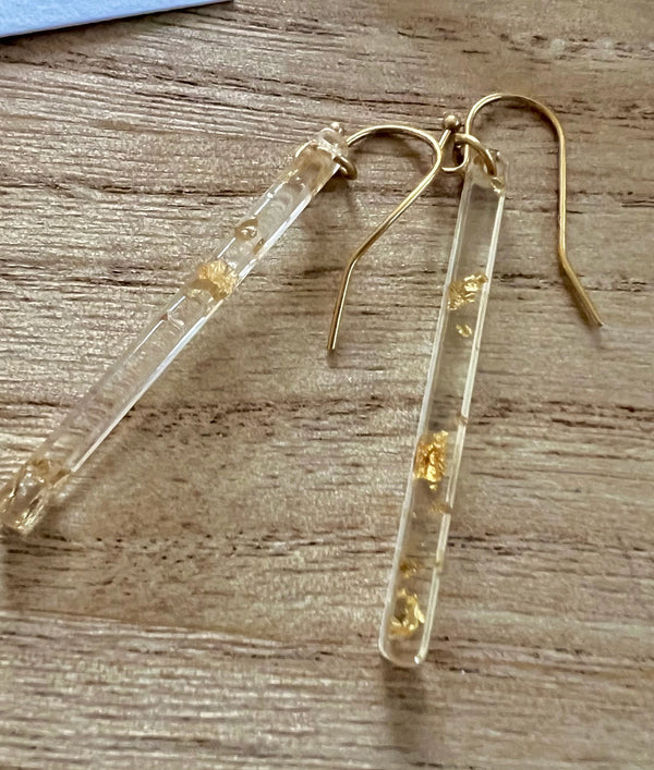 Lucite Gold Bar Earrings