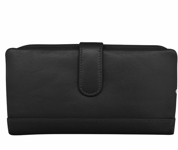 Black Leather Tab Wallet