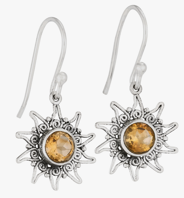 Glowing Sun Sterling Silver and Citrine Earrings