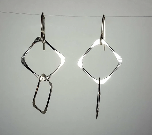 Sterling Double Square Earring