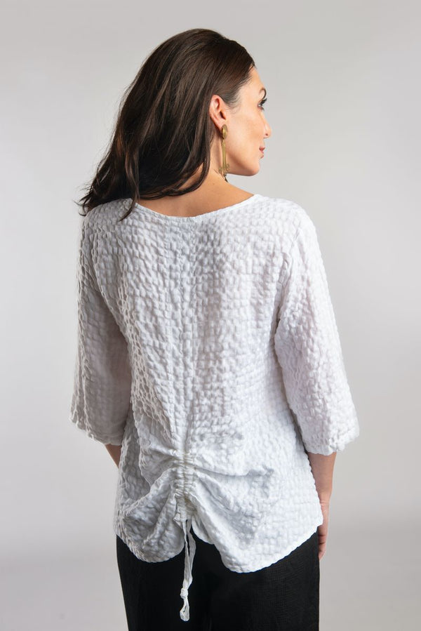 White Rusched Back Top