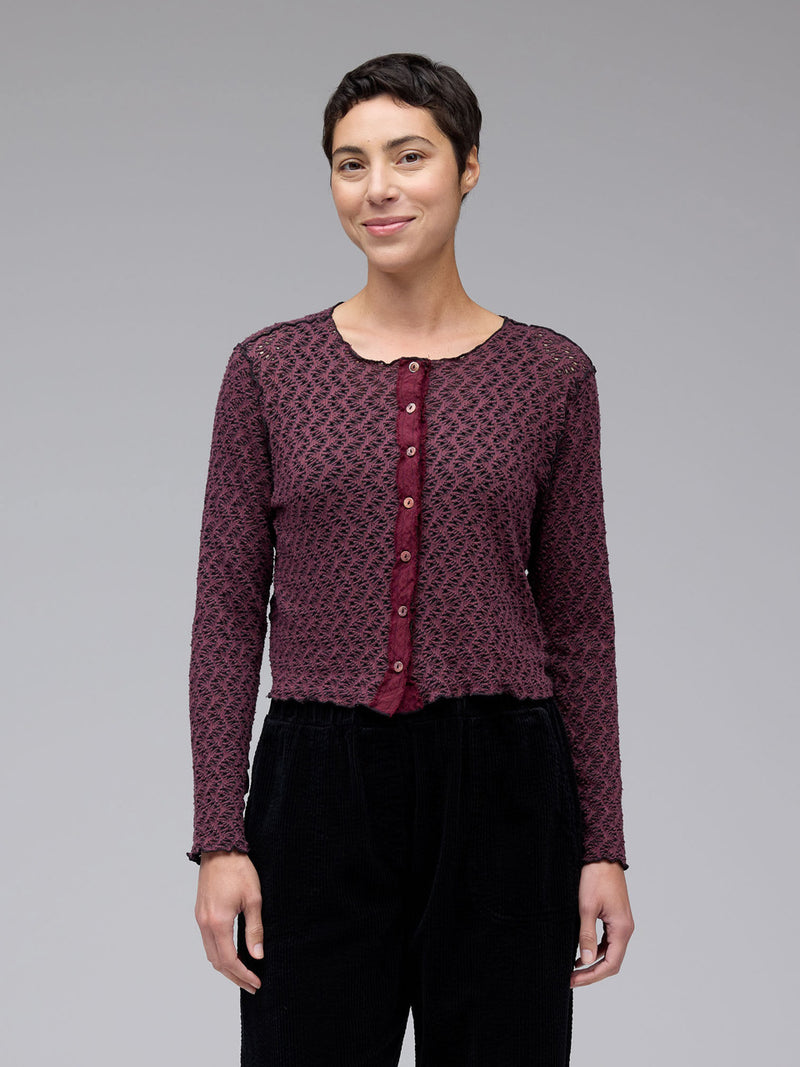 Burgundy Crop Cardigan