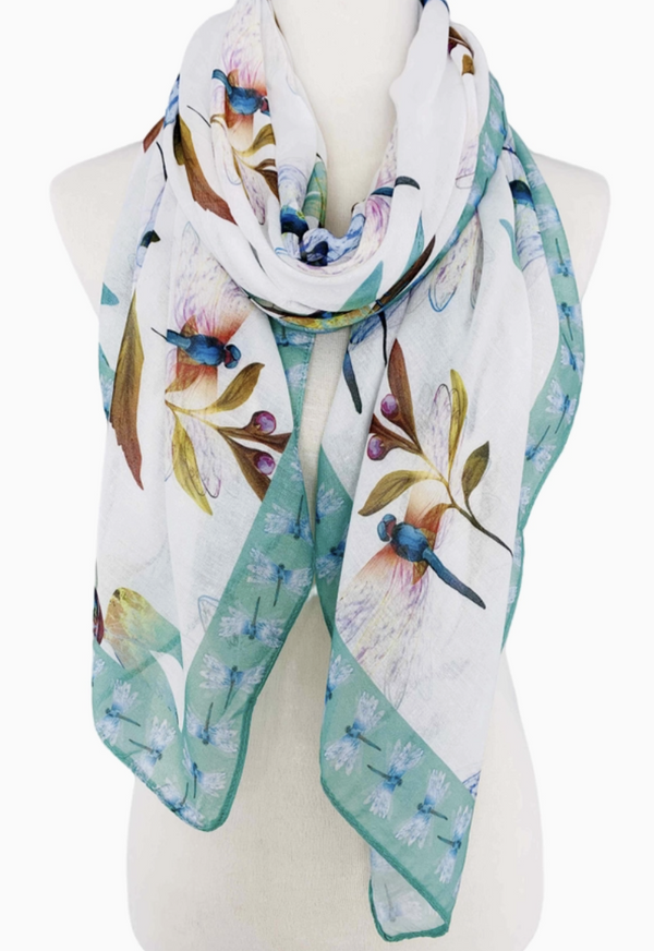 Aqua Dragonfly Scarf