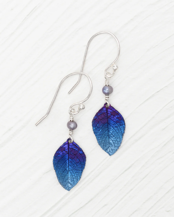 Navy Healing Leaf Earring
