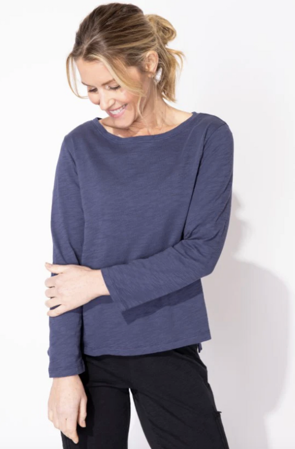 Navy Cotton Boxy Top