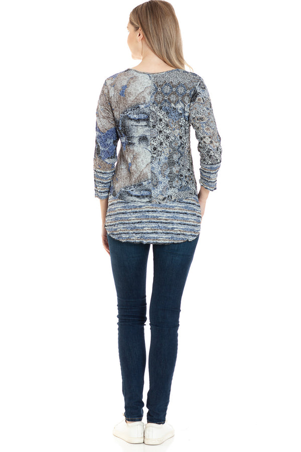 Blue Floral Block Top