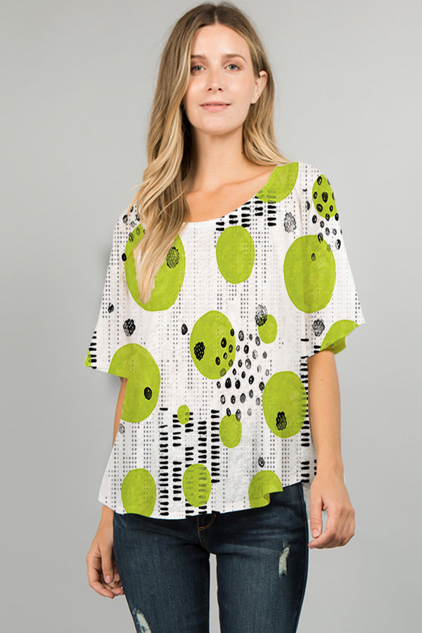 Green Circle Scoop Top