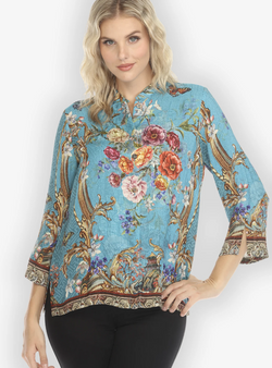 Baraque Garden in Blue Silk Blouse