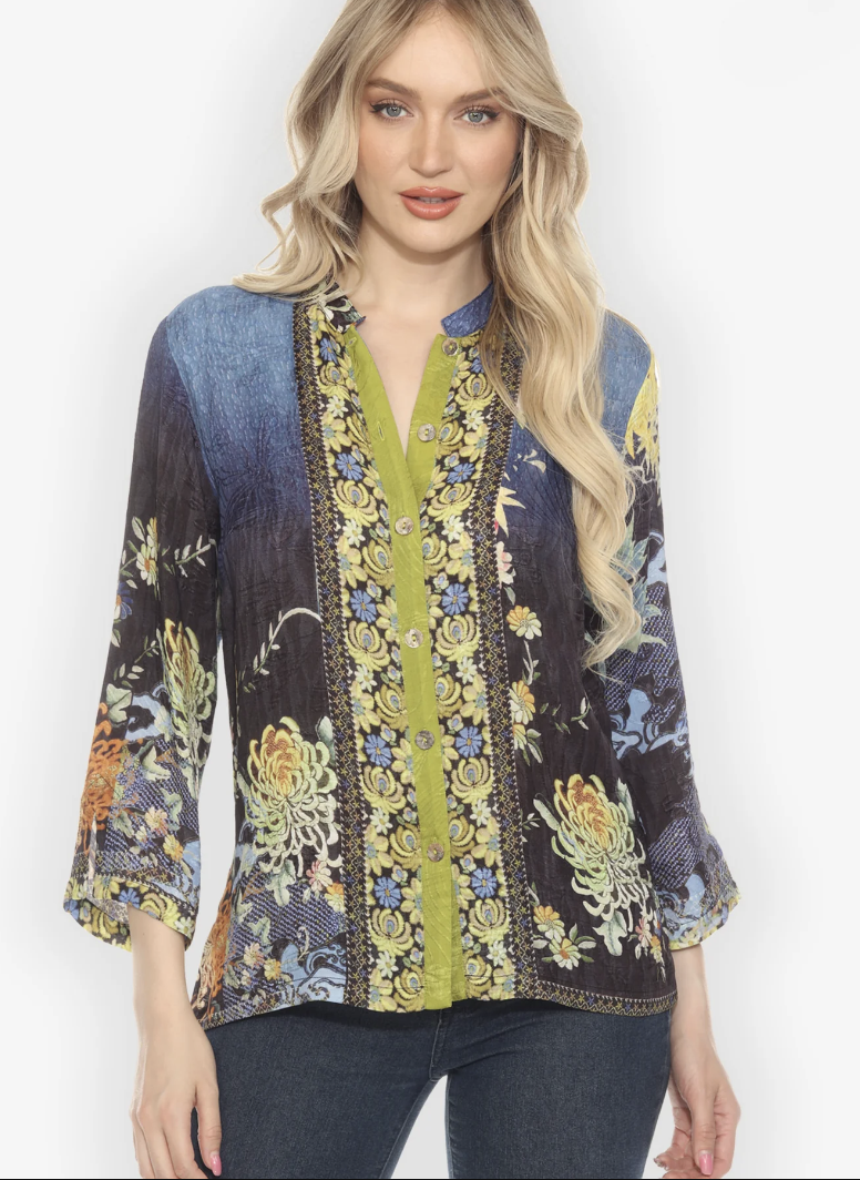 Mums Border Silk Blouse