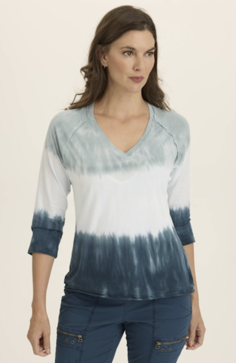 Ombre Blue V-Neck Cotton Top