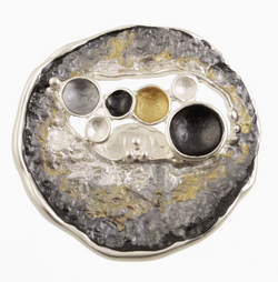 Textured Silver & Gold Organic Magnetic Brooch