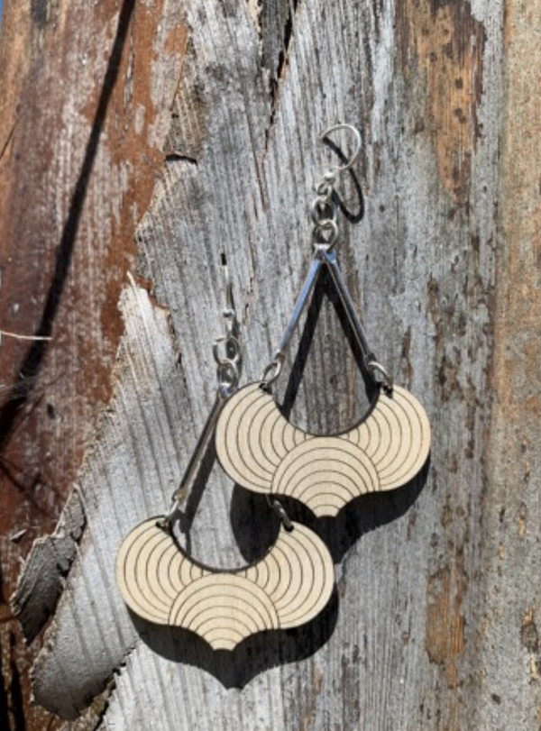 Arabesque Marble Wood Earring