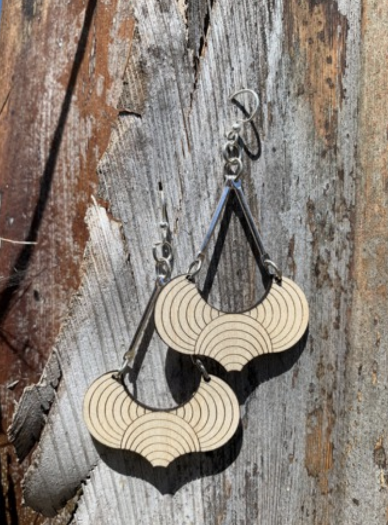 Arabesque Marble Wood Earring