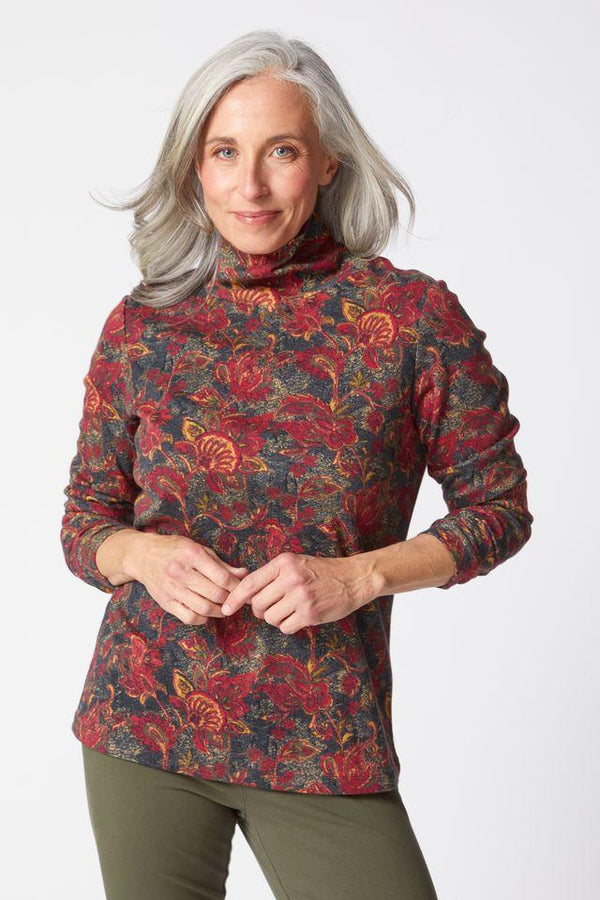 Paisley Wine Ruched Top