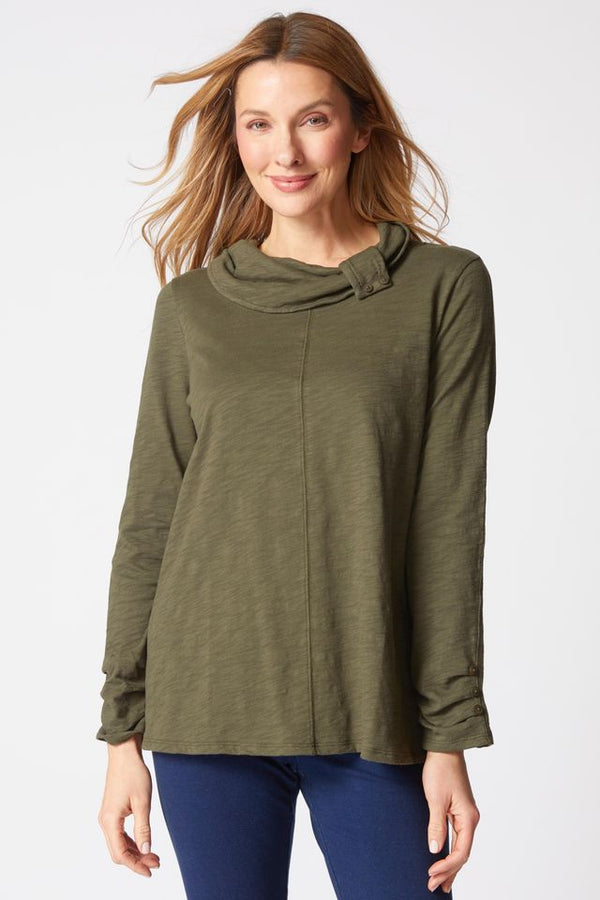 Forest Seam Cowl Neck Top