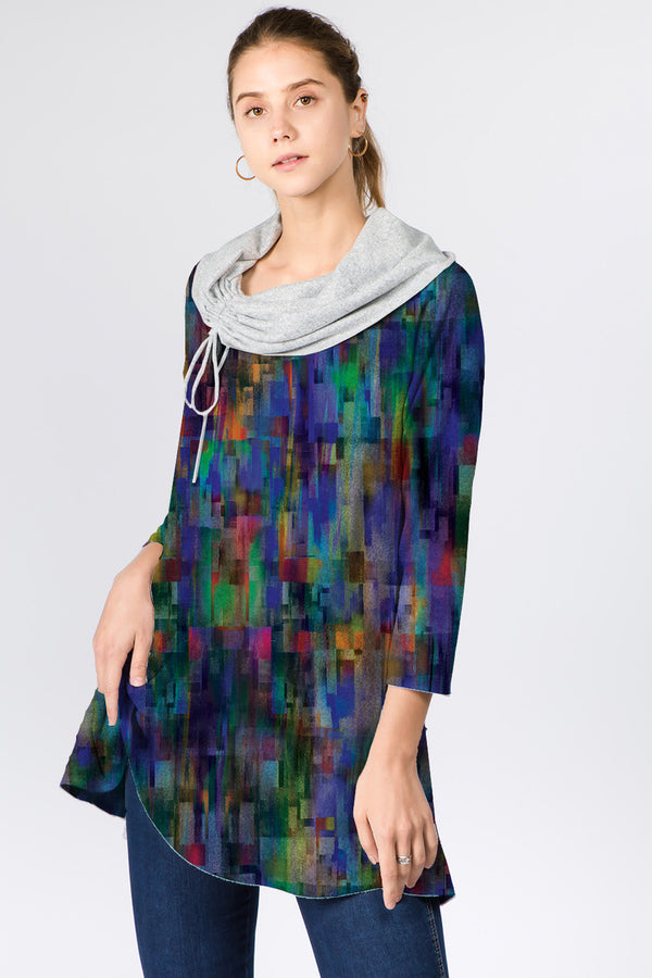 Square Watercolor Drawstring Cowl