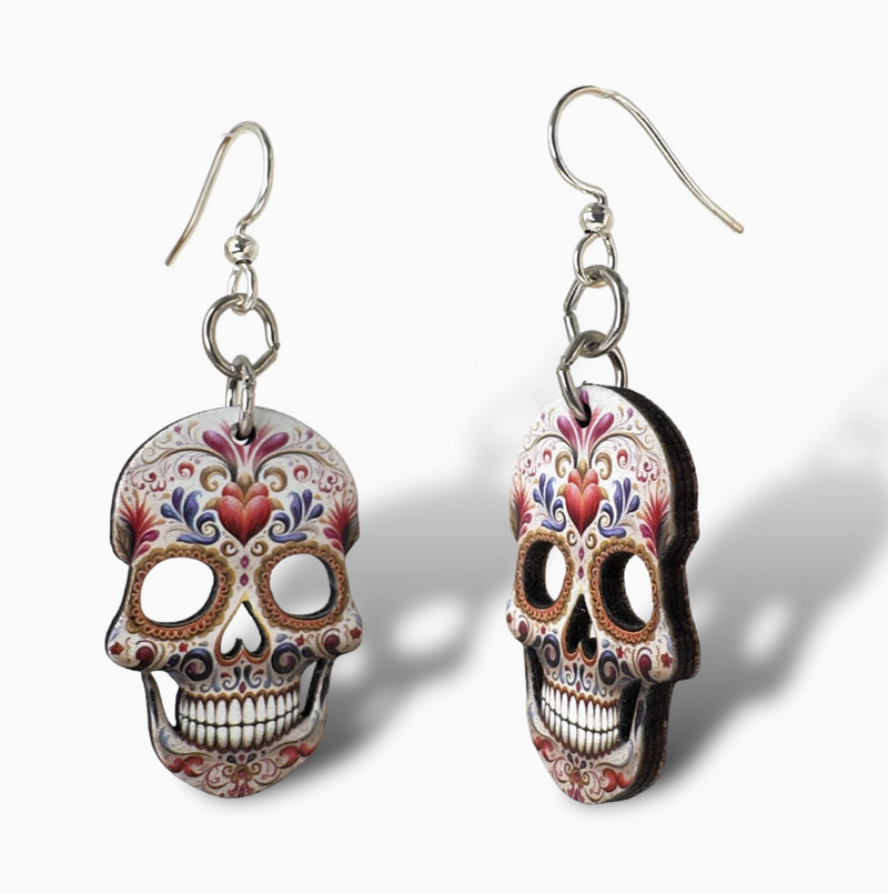Sugar Skull Heart Earring
