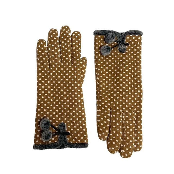 Brown Polka Dot Gloves