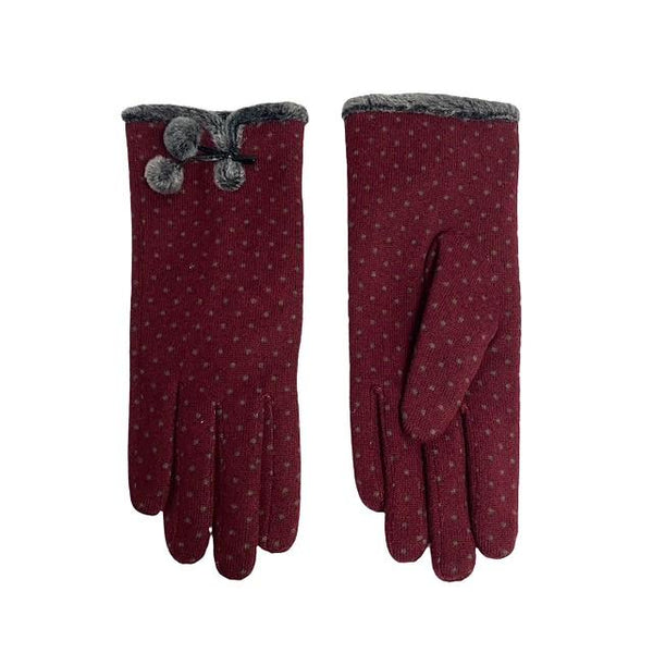 Wine Polka Dot Gloves