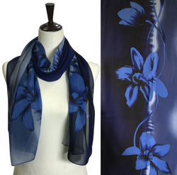 Blue Floral Silky scarf