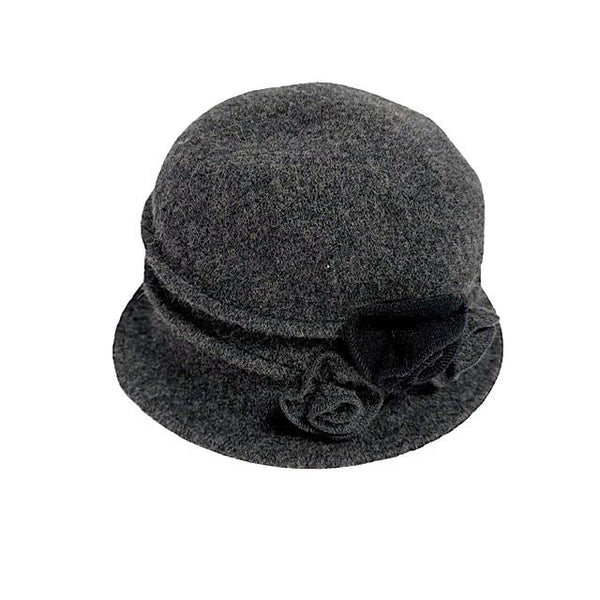 Grey Wool Flower Hat