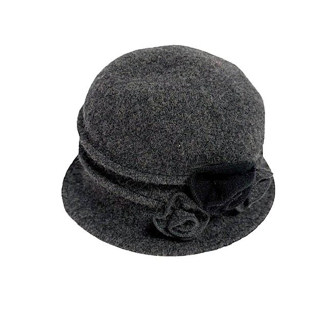 Grey Wool Flower Hat