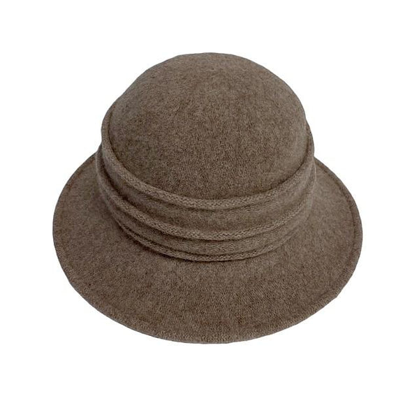 Beige Wool Pleated Hat