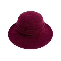 Wine Wool Pleated Hat