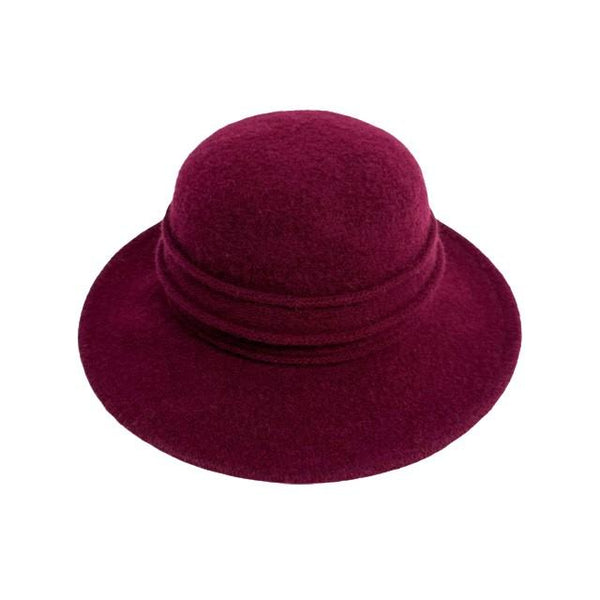 Wine Wool Pleated Hat
