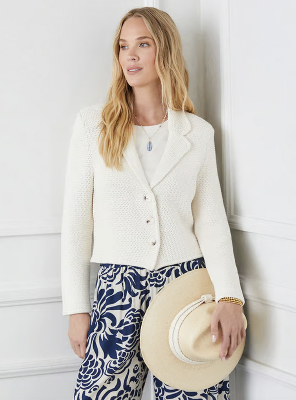 Cream Button Up Blazer Sweater