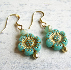 Turquoise Wild Rose Earring