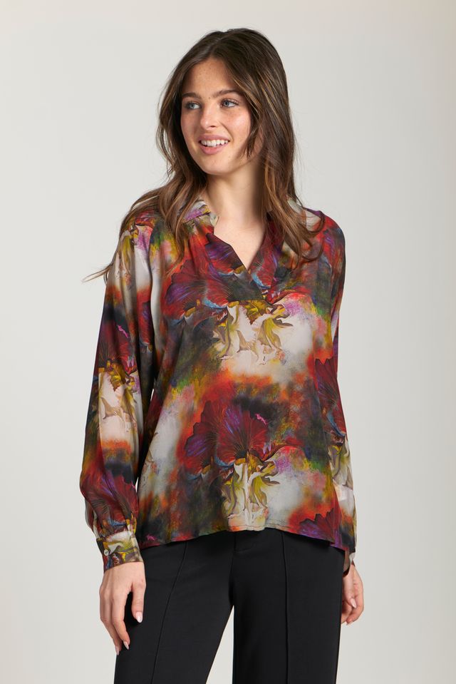 Red Multi Cupro Top