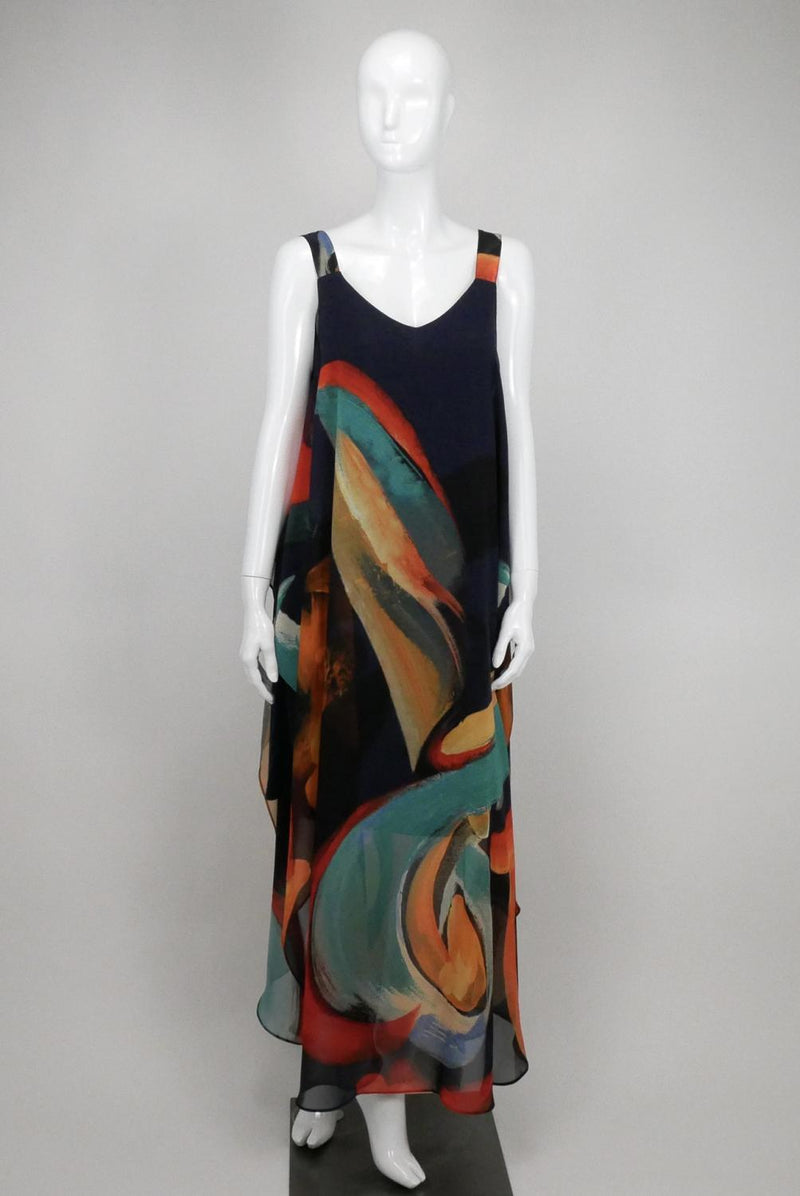 Chiffon Fire Swirl Overlay Dress