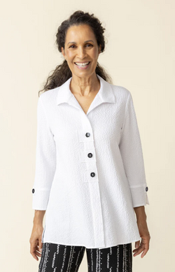 White Texture Tunic Top