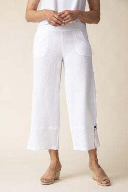 White Texture Crop Pant