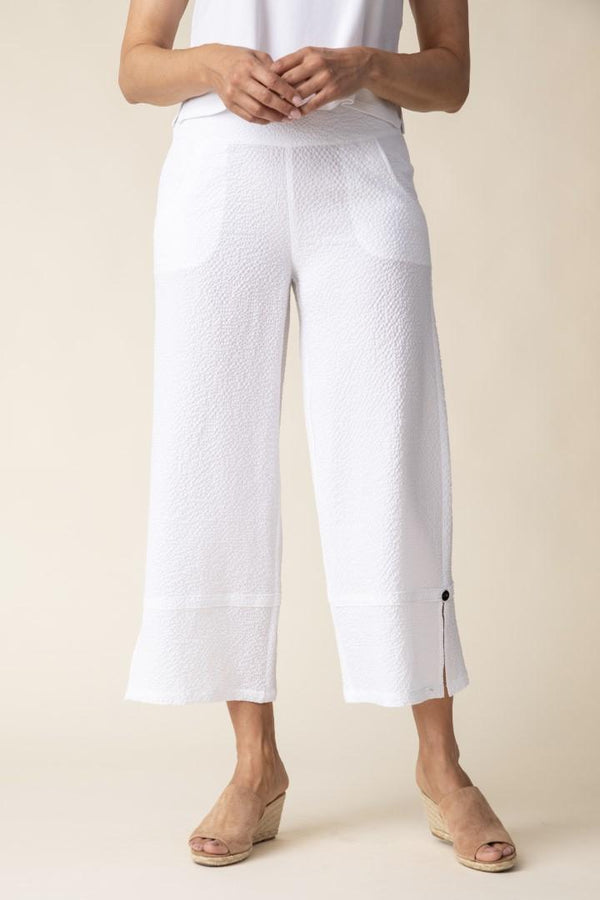 White Texture Crop Pant