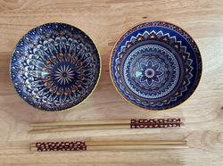 Bohemian 2 Bowl Set with Chop Sticks