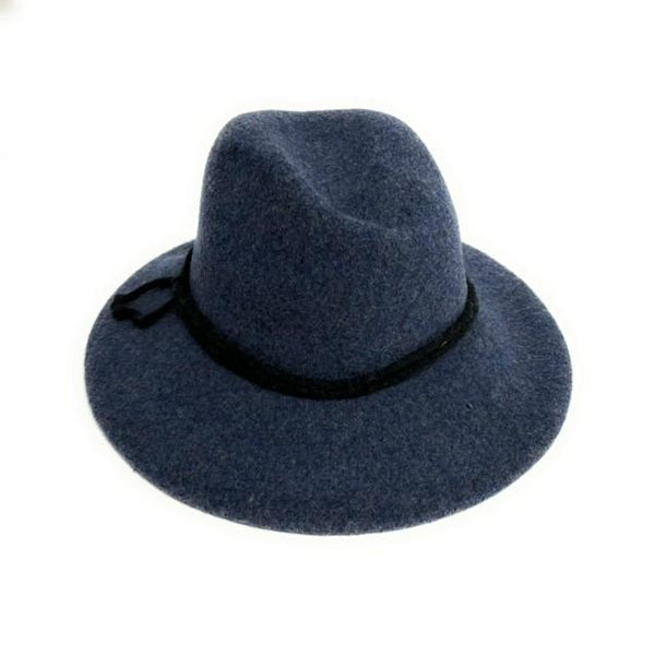 Denim Wool Blend Fedora Brim Hat