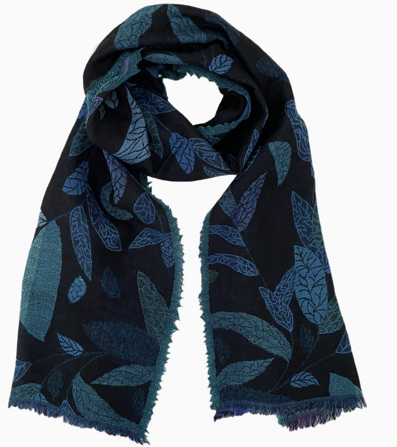 Blue Leaves Scarf