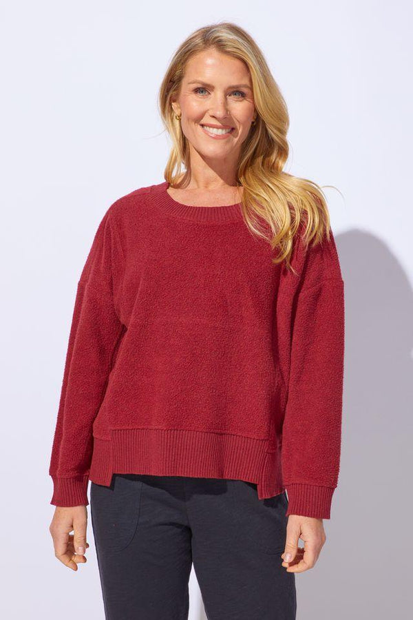 Red Fleece Pullover Top