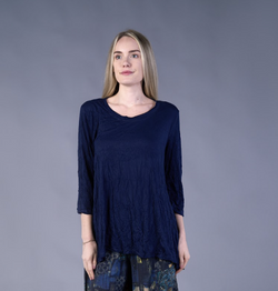 Navy Crinkle Tunic Top