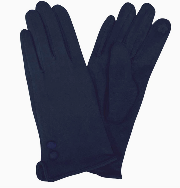 Navy Button Gloves
