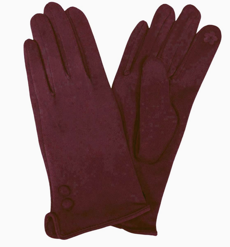Burgundy Button Gloves