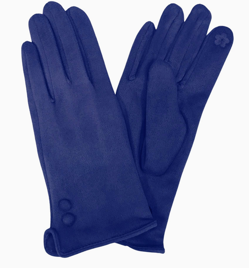 Royal Blue Button Gloves