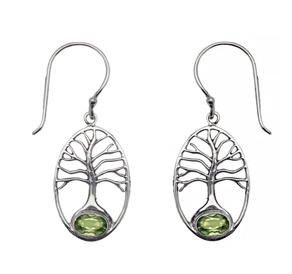 Tree of Life Peridot Earrings