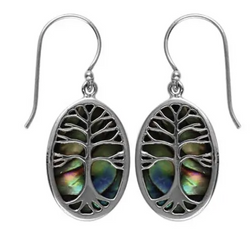 Tree of Life Paua Shell Earrings