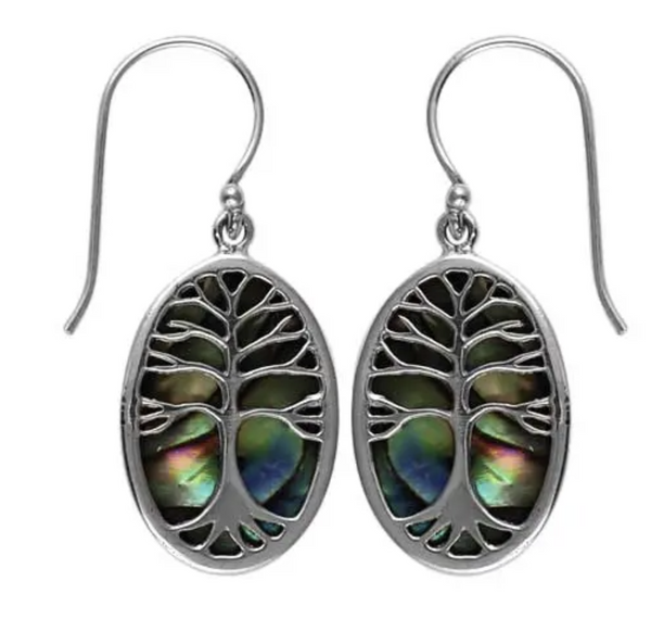 Tree of Life Paua Shell Earrings